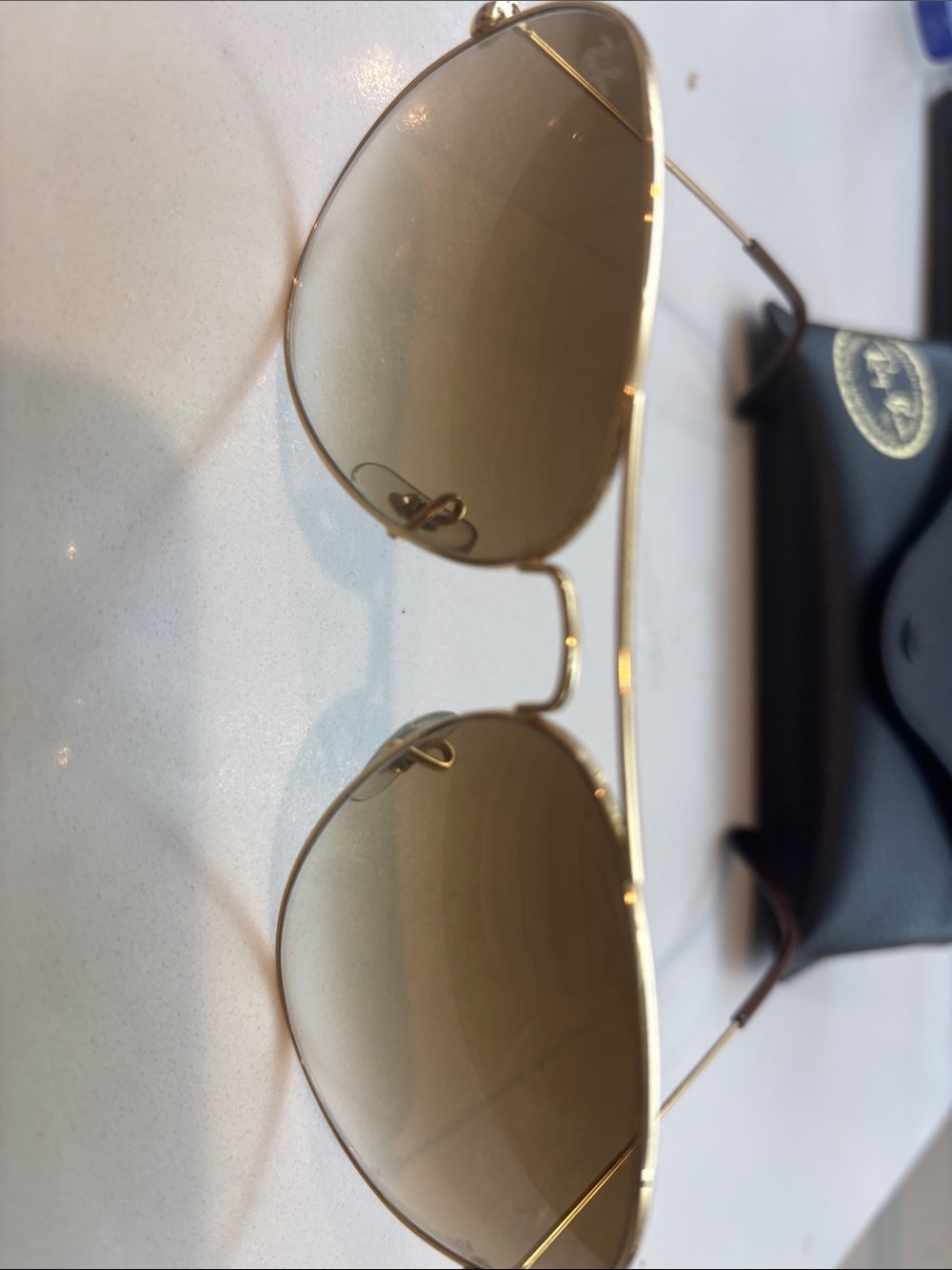 Ray-Ban Gold Frame Brown Gradient Aviator Sunglasses - Picture 2 of 2